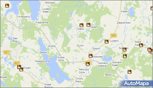mapa Gucin gmina Łukta, Gucin gmina Łukta na mapie Targeo