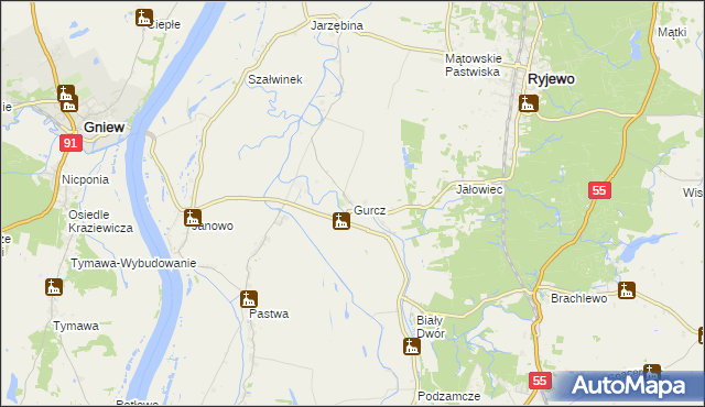 mapa Gurcz, Gurcz na mapie Targeo