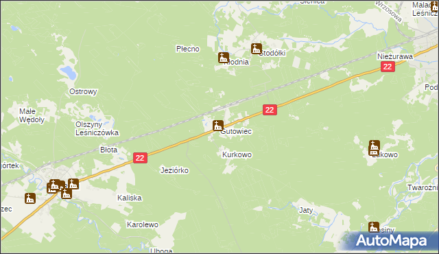 mapa Gutowiec, Gutowiec na mapie Targeo