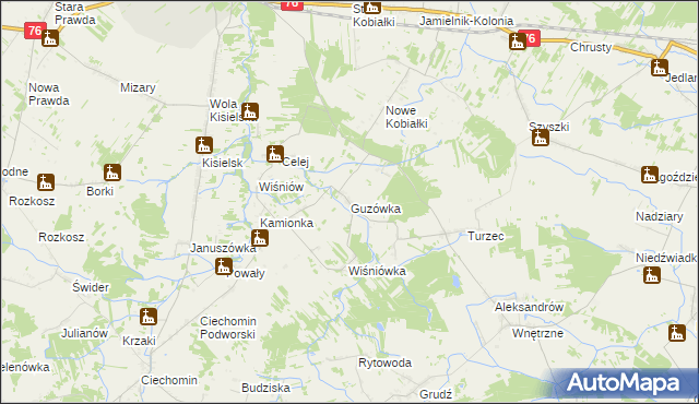 mapa Guzówka gmina Stoczek Łukowski, Guzówka gmina Stoczek Łukowski na mapie Targeo