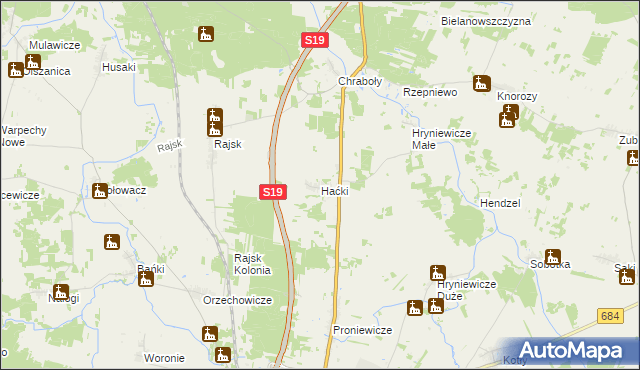 mapa Haćki, Haćki na mapie Targeo