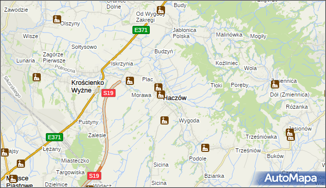 mapa Haczów, Haczów na mapie Targeo