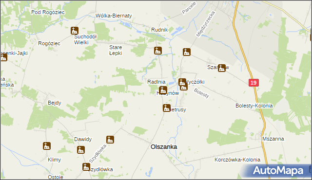 mapa Hadynów, Hadynów na mapie Targeo