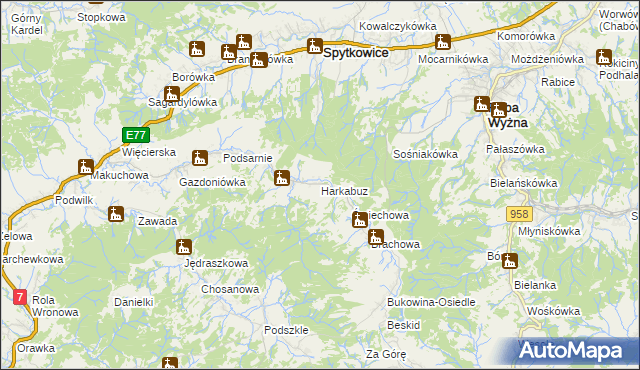 mapa Harkabuz, Harkabuz na mapie Targeo
