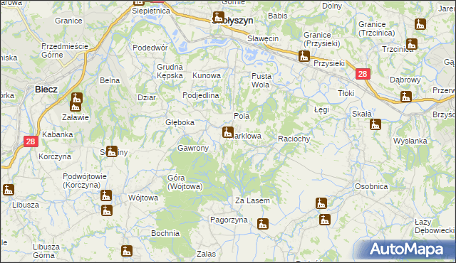 mapa Harklowa gmina Skołyszyn, Harklowa gmina Skołyszyn na mapie Targeo