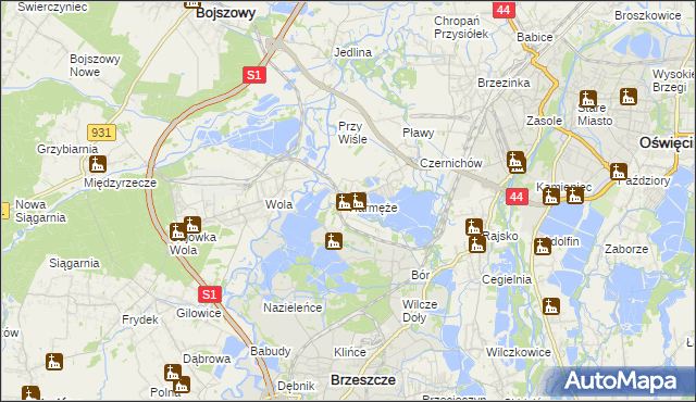 mapa Harmęże, Harmęże na mapie Targeo