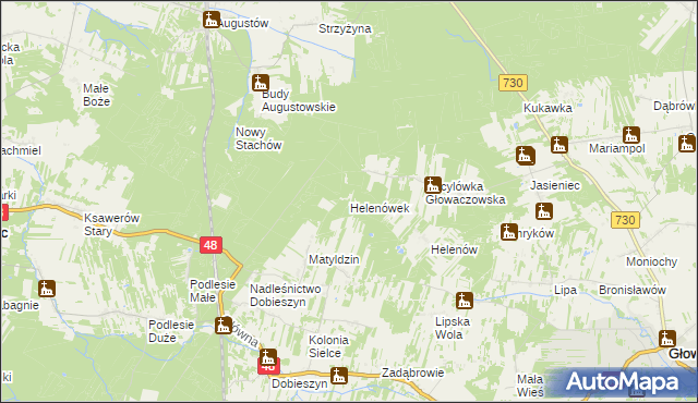 mapa Helenówek gmina Głowaczów, Helenówek gmina Głowaczów na mapie Targeo