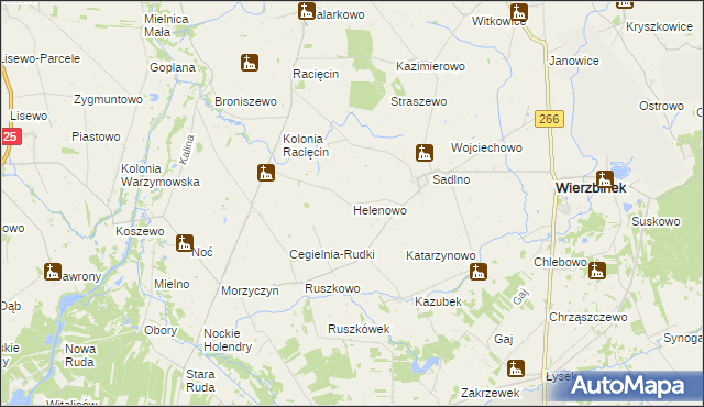 mapa Helenowo gmina Wierzbinek, Helenowo gmina Wierzbinek na mapie Targeo