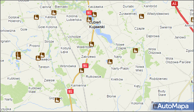 mapa Henryków gmina Lubień Kujawski, Henryków gmina Lubień Kujawski na mapie Targeo