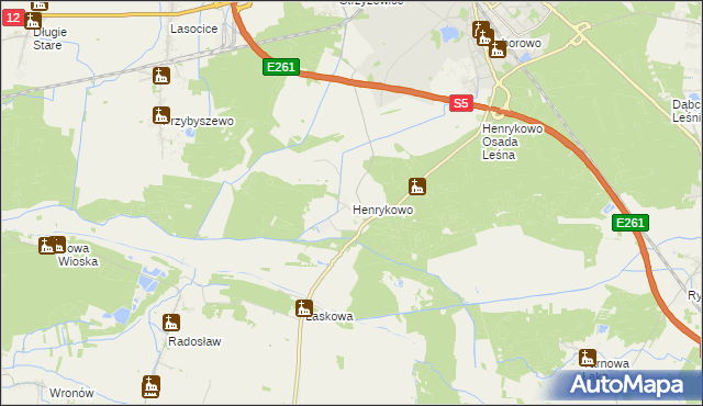 mapa Henrykowo gmina Święciechowa, Henrykowo gmina Święciechowa na mapie Targeo