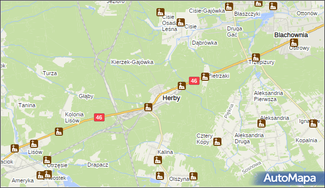 mapa Herby, Herby na mapie Targeo