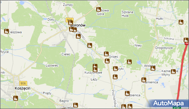 mapa Hucisko gmina Boronów, Hucisko gmina Boronów na mapie Targeo