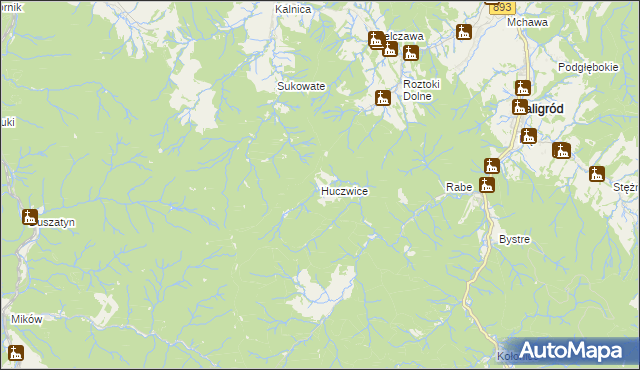 mapa Huczwice, Huczwice na mapie Targeo