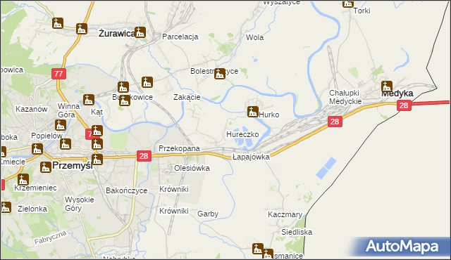 mapa Hureczko, Hureczko na mapie Targeo