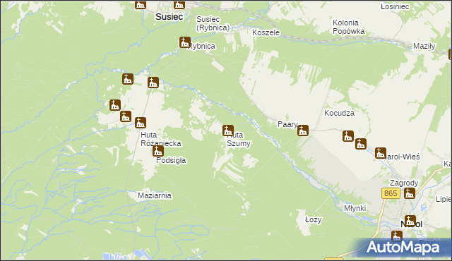 mapa Huta Szumy, Huta Szumy na mapie Targeo
