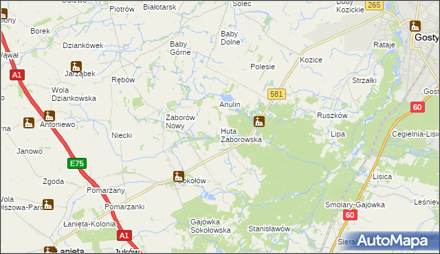 mapa Huta Zaborowska, Huta Zaborowska na mapie Targeo