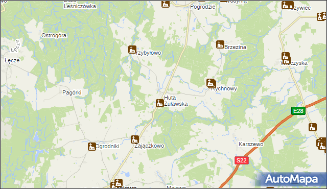 mapa Huta Żuławska, Huta Żuławska na mapie Targeo