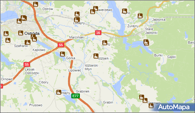 mapa Idzbark, Idzbark na mapie Targeo