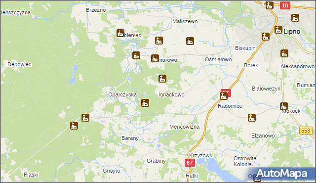 mapa Ignackowo, Ignackowo na mapie Targeo