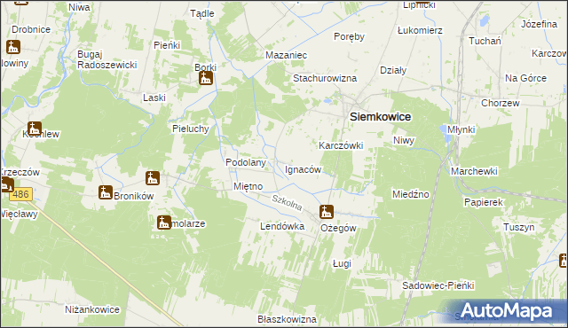 mapa Ignaców gmina Siemkowice, Ignaców gmina Siemkowice na mapie Targeo