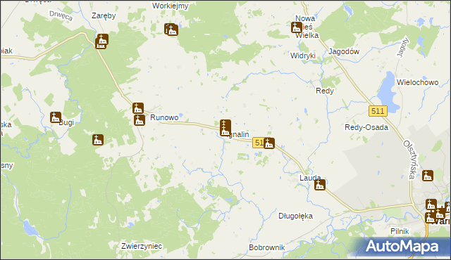 mapa Ignalin gmina Lidzbark Warmiński, Ignalin gmina Lidzbark Warmiński na mapie Targeo