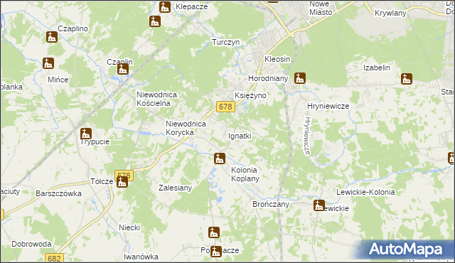 mapa Ignatki gmina Juchnowiec Kościelny, Ignatki gmina Juchnowiec Kościelny na mapie Targeo