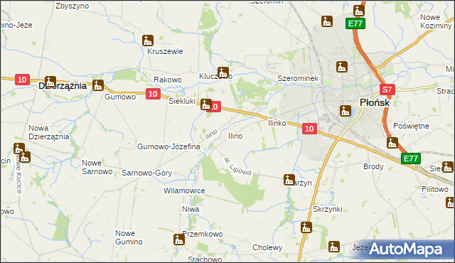 mapa Ilino, Ilino na mapie Targeo