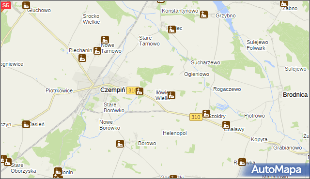 mapa Iłówiec Wielki, Iłówiec Wielki na mapie Targeo