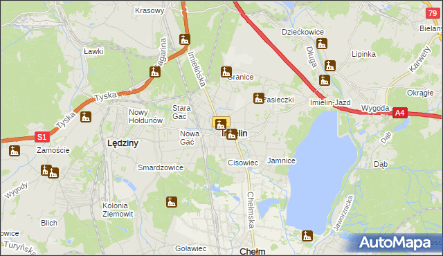 mapa Imielin, Imielin na mapie Targeo