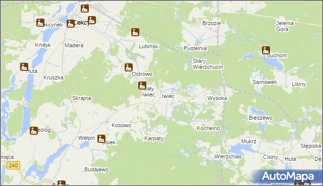 mapa Iwiec, Iwiec na mapie Targeo