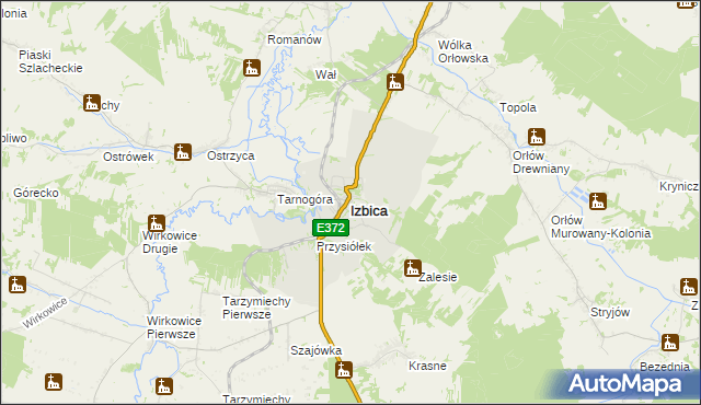 mapa Izbica powiat krasnostawski, Izbica powiat krasnostawski na mapie Targeo