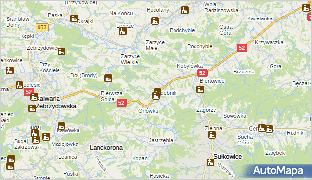 mapa Izdebnik gmina Lanckorona, Izdebnik gmina Lanckorona na mapie Targeo