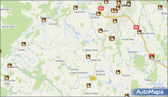 mapa Jabłońskie gmina Gołdap, Jabłońskie gmina Gołdap na mapie Targeo