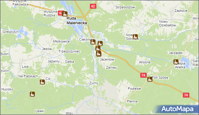 mapa Jacentów, Jacentów na mapie Targeo