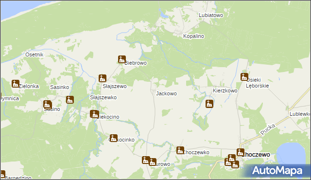 mapa Jackowo gmina Choczewo, Jackowo gmina Choczewo na mapie Targeo