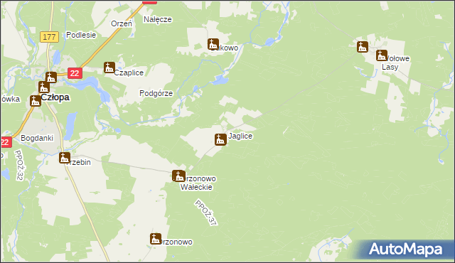 mapa Jaglice, Jaglice na mapie Targeo