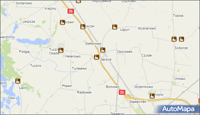 mapa Jaksice gmina Inowrocław, Jaksice gmina Inowrocław na mapie Targeo