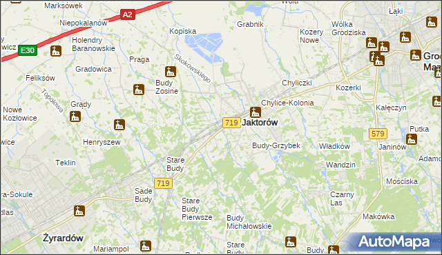 mapa Jaktorów-Kolonia, Jaktorów-Kolonia na mapie Targeo