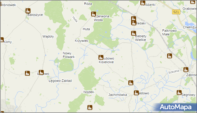 mapa Jakubowo Kisielickie, Jakubowo Kisielickie na mapie Targeo