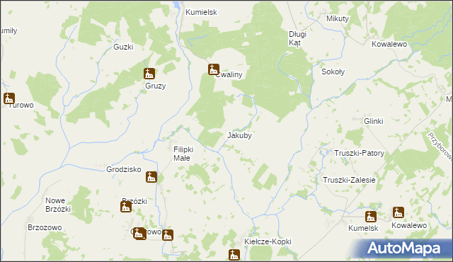 mapa Jakuby gmina Biała Piska, Jakuby gmina Biała Piska na mapie Targeo