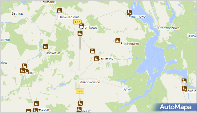 mapa Jamienko, Jamienko na mapie Targeo