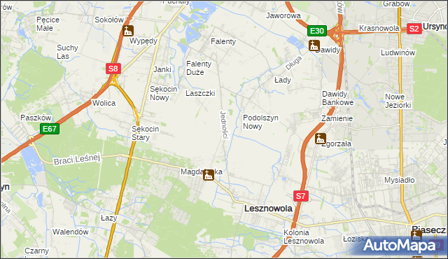 mapa Janczewice, Janczewice na mapie Targeo