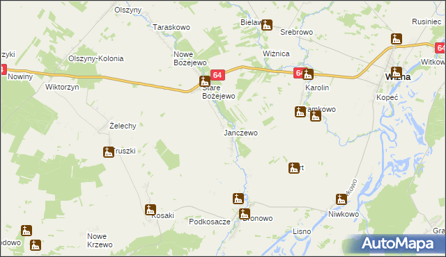 mapa Janczewo gmina Wizna, Janczewo gmina Wizna na mapie Targeo