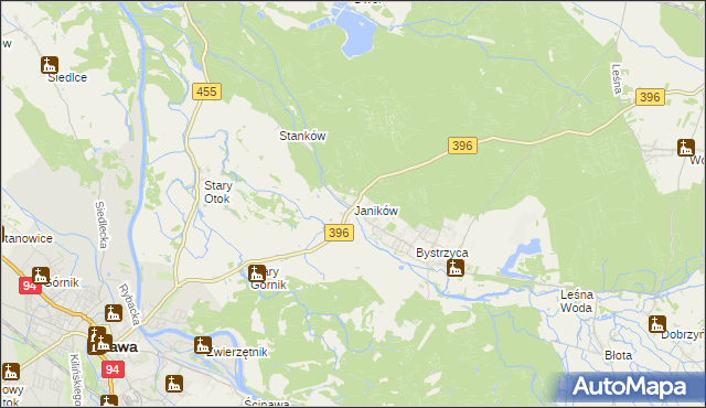 mapa Janików gmina Oława, Janików gmina Oława na mapie Targeo