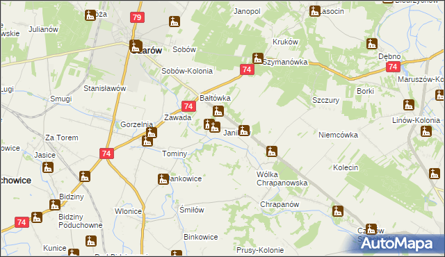mapa Janików gmina Ożarów, Janików gmina Ożarów na mapie Targeo