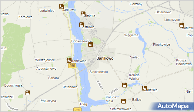 mapa Janikowo powiat inowrocławski, Janikowo powiat inowrocławski na mapie Targeo