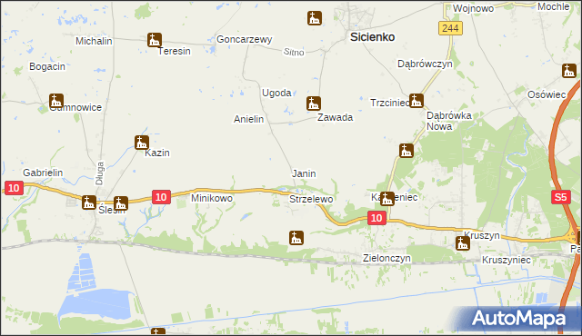 mapa Janin gmina Sicienko, Janin gmina Sicienko na mapie Targeo