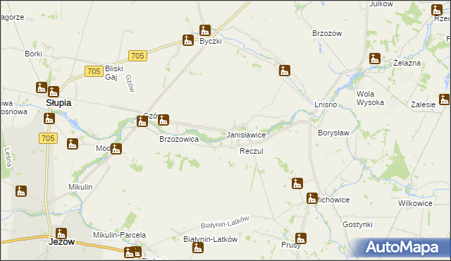 mapa Janisławice gmina Głuchów, Janisławice gmina Głuchów na mapie Targeo
