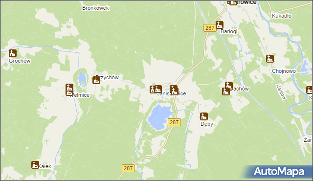 mapa Janiszowice gmina Bobrowice, Janiszowice gmina Bobrowice na mapie Targeo