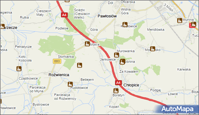 mapa Jankowice gmina Chłopice, Jankowice gmina Chłopice na mapie Targeo